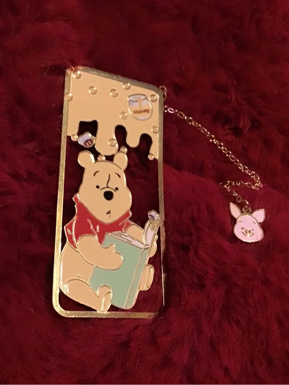 Winnie the Pooh Gold-tone Enamel Bookmark with Piglet Charm - Kids Accessories